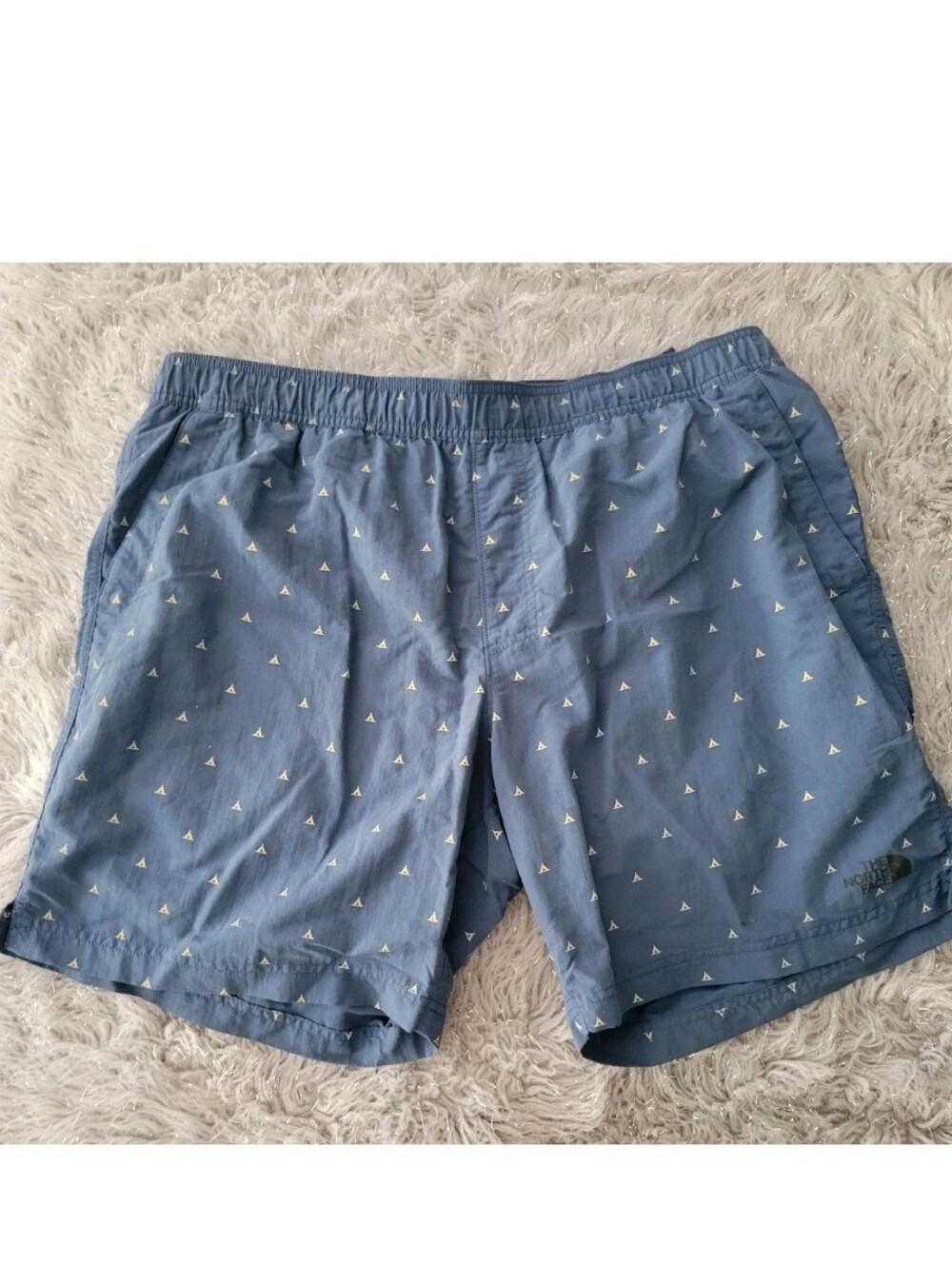 The North Face Swim Trunks Mesh Lined Blue Tent Camping Graphic Board Shorts XL